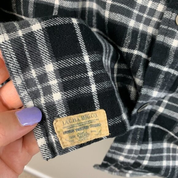 JACH'S Black & White Flannel Button Down Heavy Shirt / Shacket - Picture 6 of 8